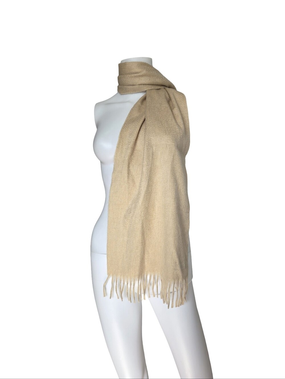 NEW Brooks Brothers Cashmere Scarf Tan Neutral Soft Winter Made in Scotland
